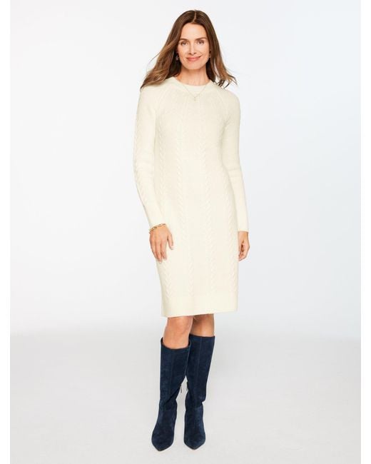 Talbots White Cable Knit Shift Dress