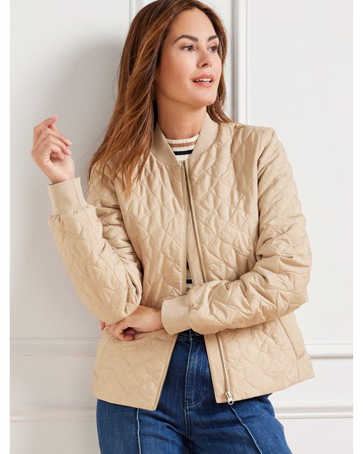 Talbots Natural Quilted Bomber Jacket