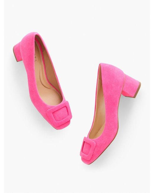 Talbots Pink Carlye Buckle Suede Pumps