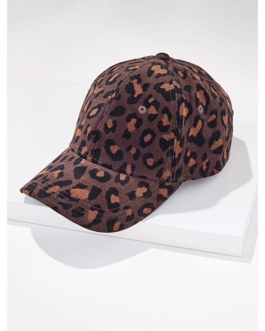 Talbots Brown Leopard Corduroy Baseball Cap