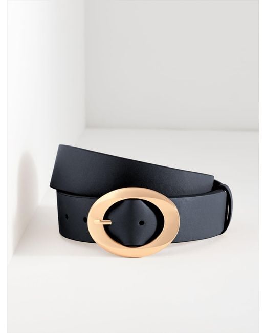 Talbots Blue Nappa Sculpted Buckle Belt