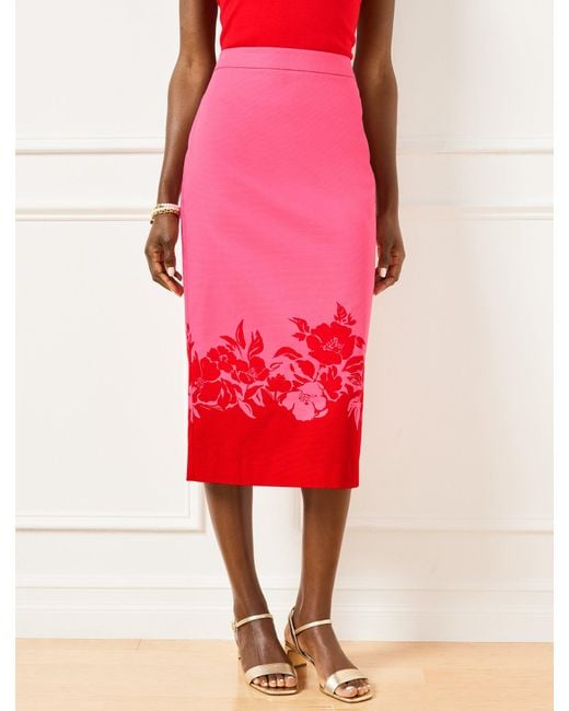 Talbots Red Bicolor Poppy Pencil Skirt