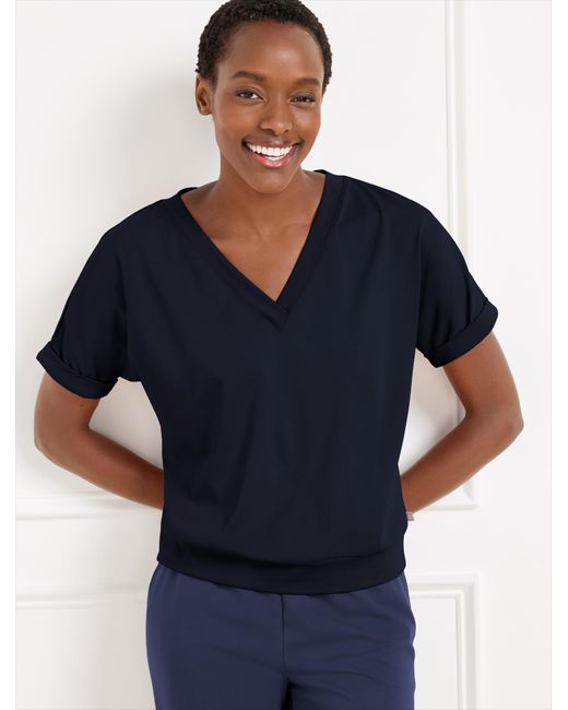 Talbots Blue Luxe Jersey V-neck T-shirt