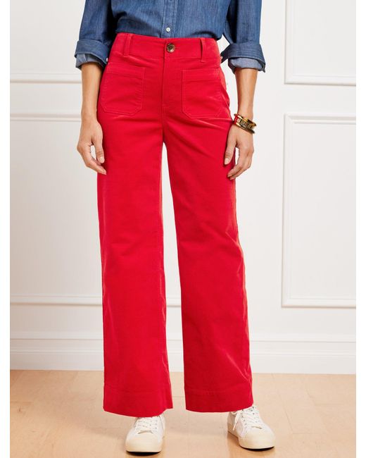 Talbots Red Stretch Corduroy Wide Leg Pants