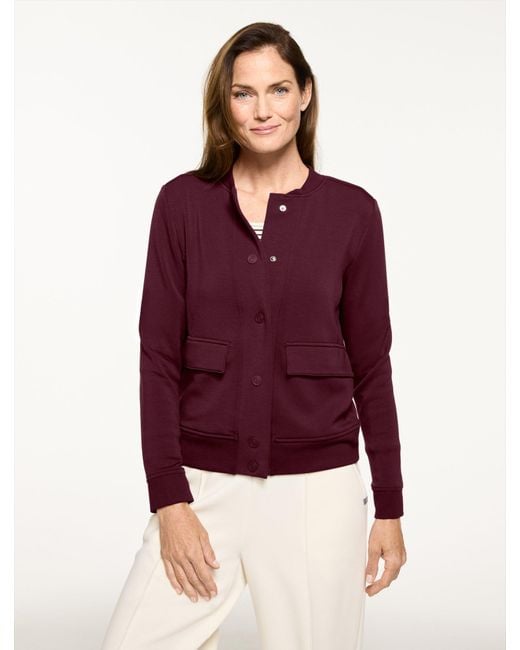 Talbots Red Airknit Stretch Bomber Jacket