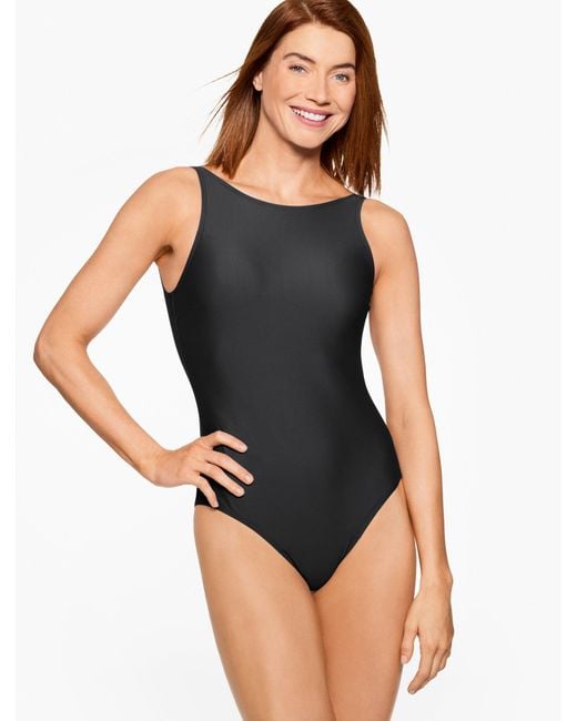 Aqua Club Black Boatneck One-piece Swimsuit