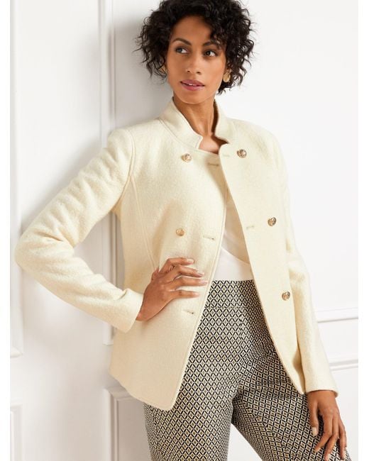 Talbots Natural Double Breasted Boiled Wool Blend Coat