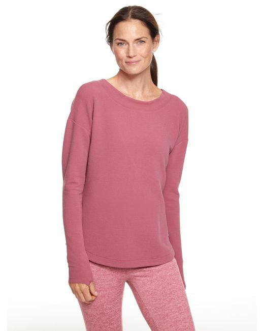 Talbots Pink Tech Waffle Knit Open Back Pullover Sweater