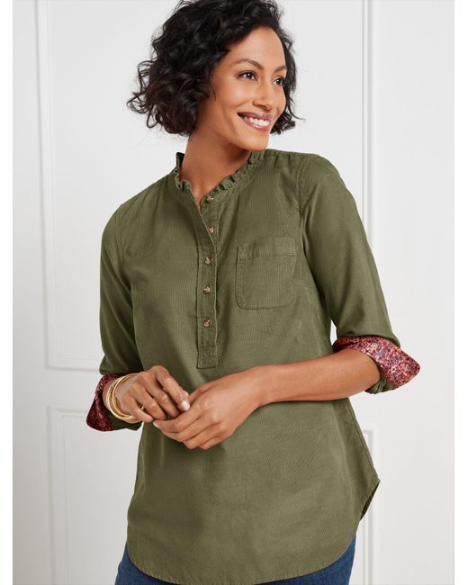 Talbots Corduroy Popover Shirt in Green | Lyst