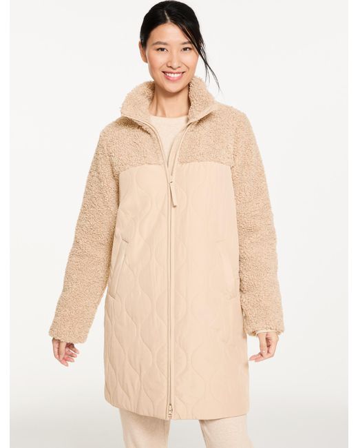 Talbots Natural Long Quilted Sherpa Jacket