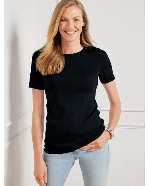 Talbots Black Pima Short Sleeve Crewneck T-shirt