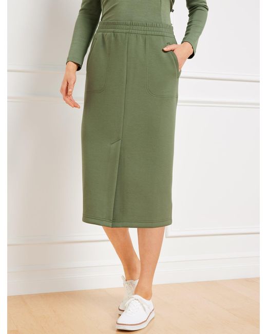 Talbots Green Airknit Stretch Column Skirt