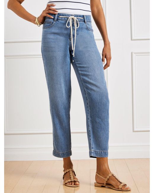 Talbots Blue Summerweight Drawstring Ankle Jeans