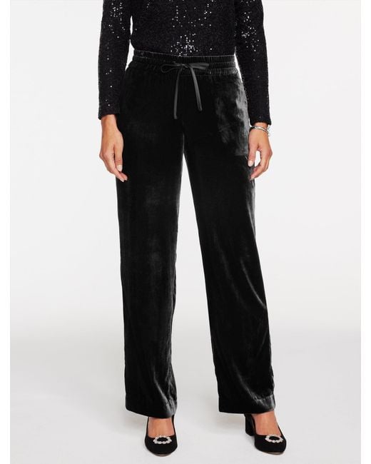 Talbots Black Straight Leg Velvet Pull-on Pants