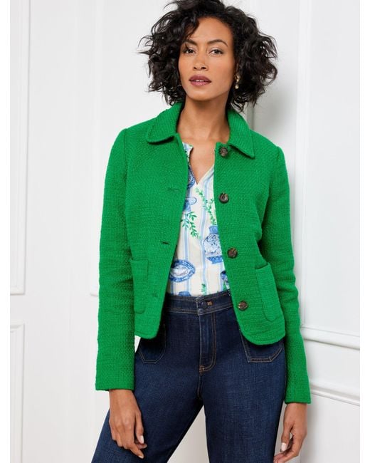 Talbots Green Amherst Tweed Cropped Jacket