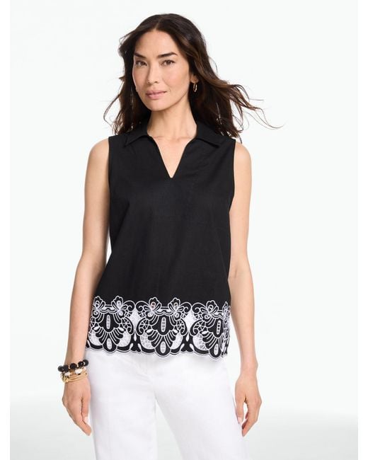 Talbots Black Linen Popover Shirt