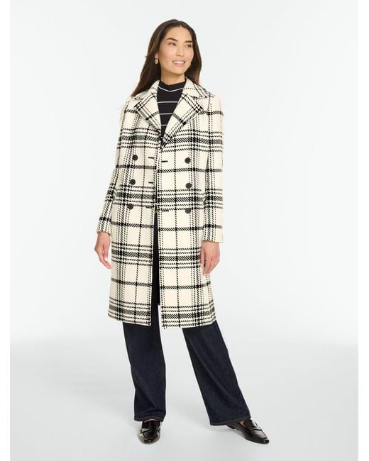 Talbots White Essex Plaid Windowpane Coat