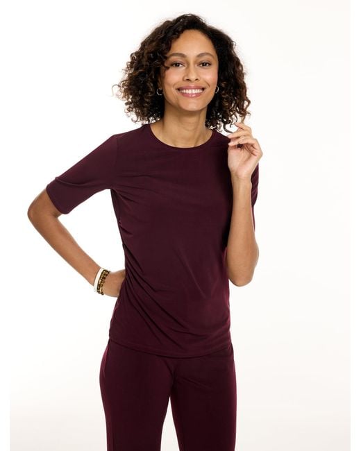 Talbots Purple Knit Kit Ruched Crewneck Top