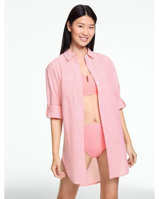 Aqua Club Pink Seersucker Shirt Cover-up