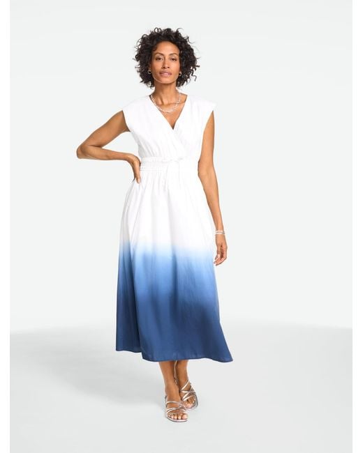 Talbots Blue Poplin Fit & Flare Midi Dress
