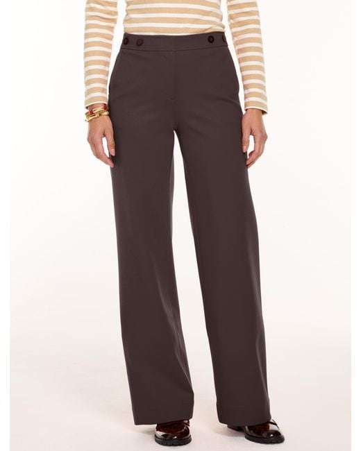 Talbots Brown Polished Ponte Wide Leg Pants