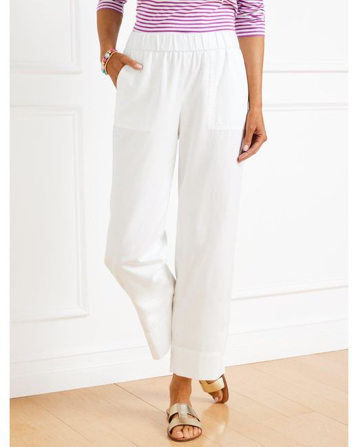 Talbots White Pull-on Wide Leg Crops Pants