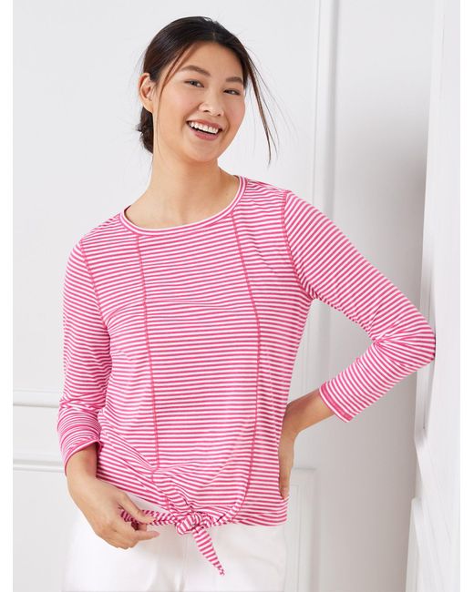 Talbots Pink Supersoft Jersey Tie Front T-shirt