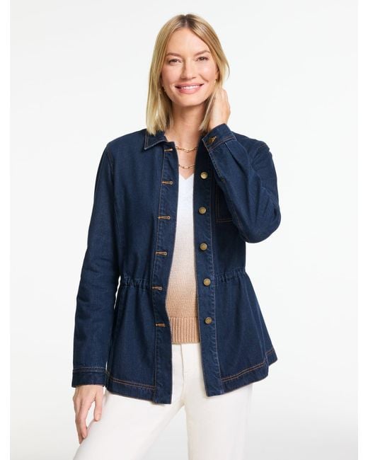 Talbots Blue Cinched Waist Shirt Jacket