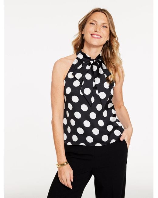 Talbots White Tie Neck Halter Top