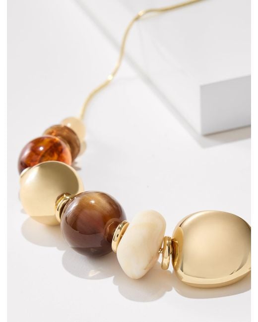 Talbots Natural Chunky Bead Adjustable Necklace