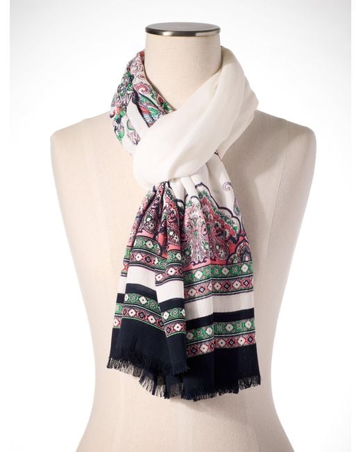 Talbots White Jubilant Paisley Oblong Scarf
