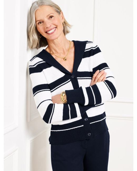 Talbots Blue Sailor Collar Cardigan Sweater