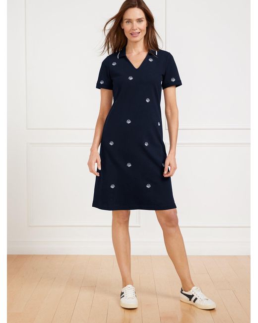 Talbots Blue Piqué Short Sleeve Polo Dress