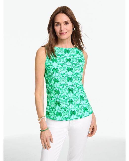 Talbots Green Bateau Neck Sleeveless Tank Top