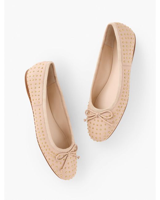 Talbots White Blaine Soft Sole Studded Nappa Ballet Flats