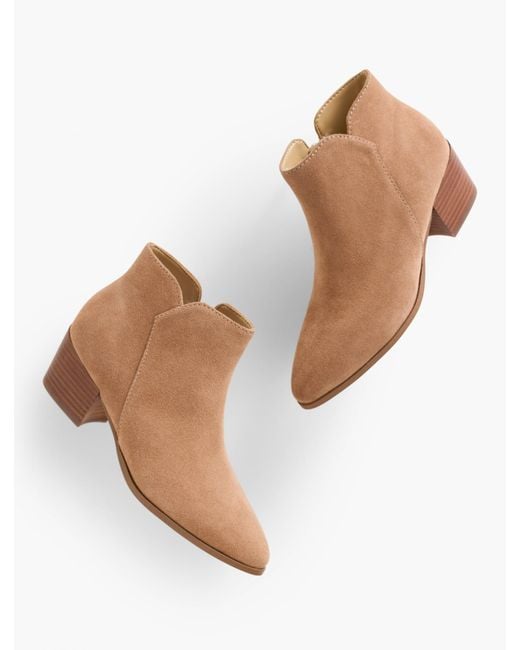 Talbots White Harper Suede Block Heel Ankle Boots