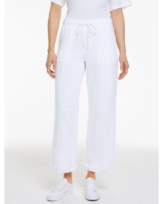 Talbots White Cozy French Terry Wide Crop Pants