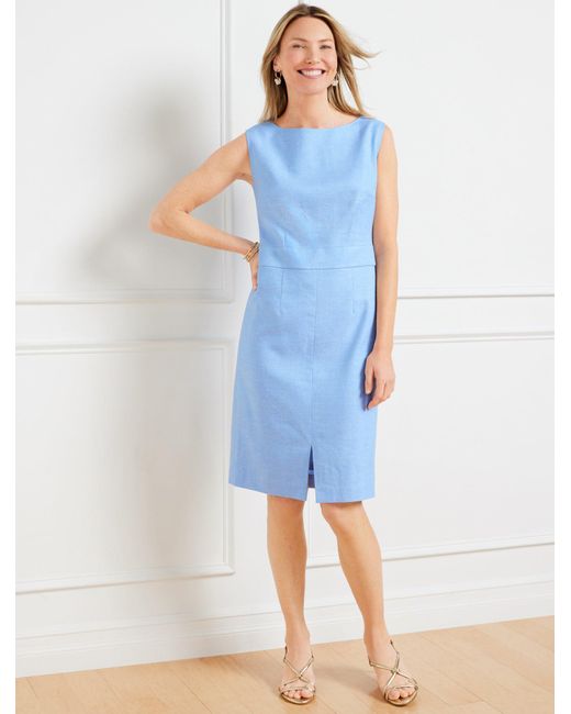 Talbots Blue Linen Blend Sheath Dress