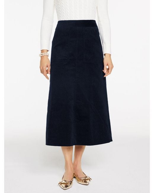 Talbots Blue Corduroy Fit & Flare Skirt