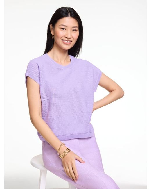 Talbots Purple Extended Shoulder Crewneck Sweater