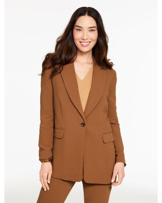 Talbots Brown Polished Crepe Single Button Blazer