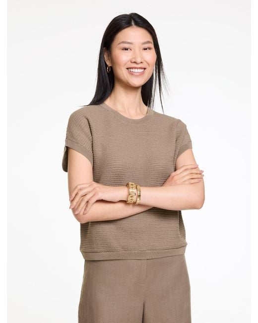 Talbots Multicolor Extended Shoulder Crewneck Sweater