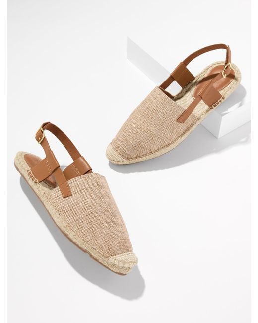Talbots Natural Isla Linen Espadrille Slingback Flats