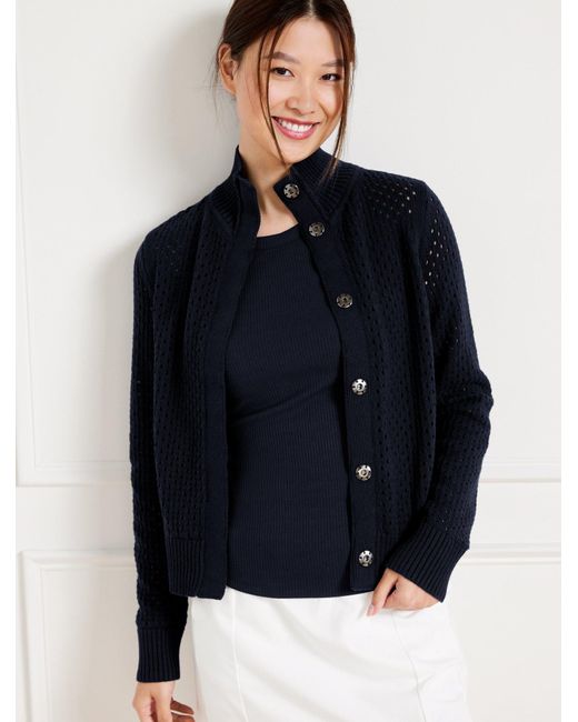 Talbots Coolmax® Snap Button Sweater Jacket in Blue | Lyst