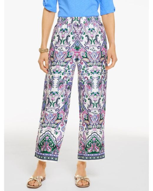 Talbots Blue Wide Crop Pull-on Pants