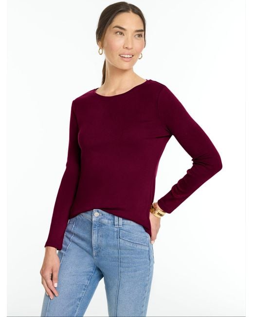 Talbots Purple Long Sleeve Crewneck T-shirt