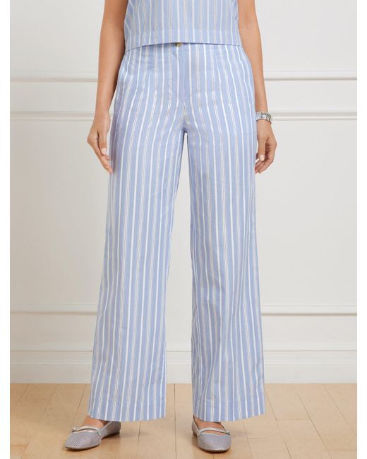 Talbots Blue Wide Ankle Fresh Poplin Pants