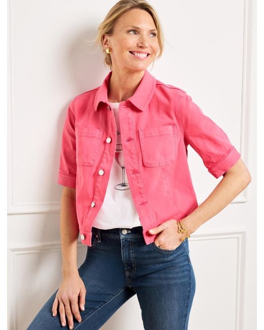 Talbots Pink Short Sleeve Jean Jacket
