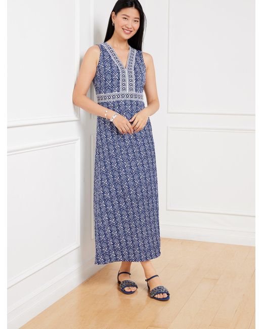 Talbots Blue Effortless Jersey Maxi Dress