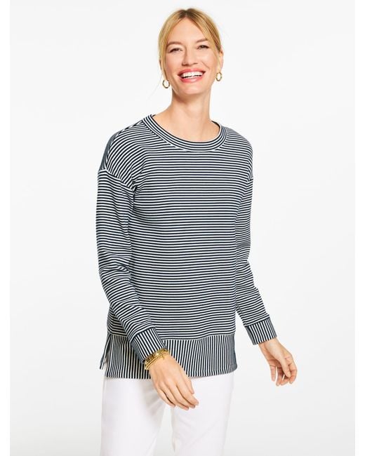 Talbots Gray Ottoman Knit Crewneck Tunic Sweatshirt